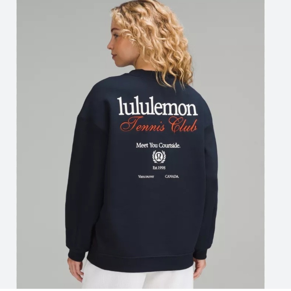 Lululemon Tennis Club Canada Sweatshirt Navy Blue Crewneck Meet You Courtside S‎